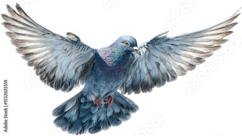 Graceful Dove Flying Upward with Detailed Feathers on Transparent Background

