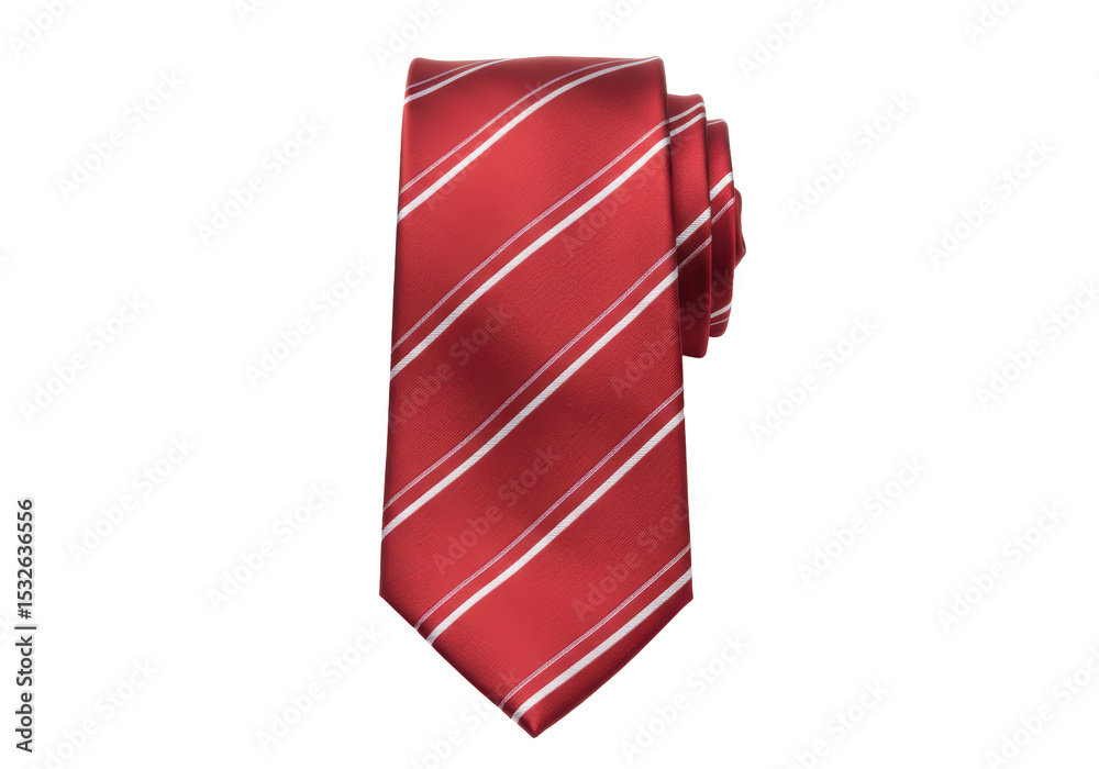 Isolated Elegant Red Necktie with White Stripes Isolated Elegant Red Necktie with White Stripes