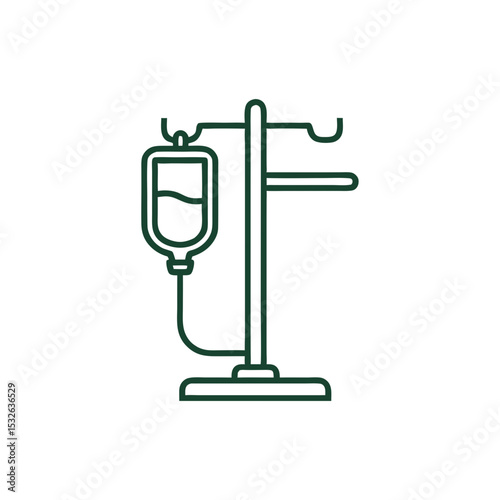 Intravenous drip stand with fluid bottle in medical setting  