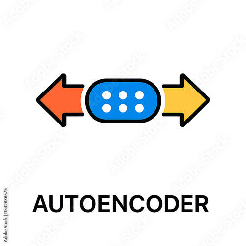 Autoencoder icon with arrows representing data flow in a minimalistic design
 photo