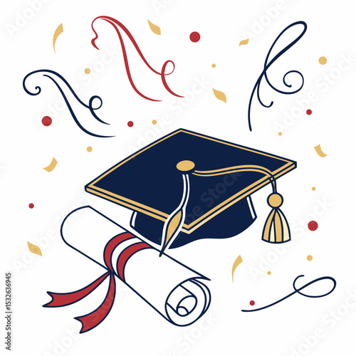 Elegant congratulations class of 2026 graduation design with cap and decorative elements for  announcement  & SVG