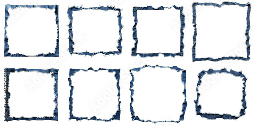 Torn and Ripped Denim Jeans Blue Frame Isolated on Transparent Background Multiple Styles for Creative Use Blank Space for Text Insert