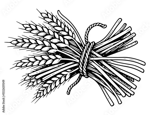 Barley vector engraving style illustration