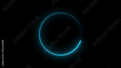Neon blue circle frame loading icon background illustration in retro style and creating a stunning 4k illustration .