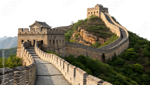 Wallpaper Mural majestic great wall of china section isolated on white background PNG. AI GENERATED Torontodigital.ca