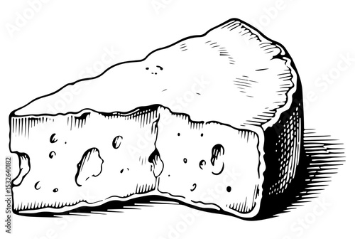 Cheese vector engraving style illustration