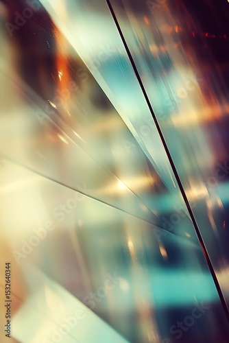 Dynamic diagonal shapes and circular patterns, warm and cool tones creating a smooth and balanced design 