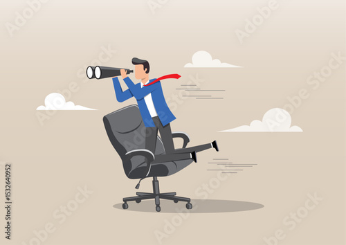 a businessman riding a fast-moving office chair