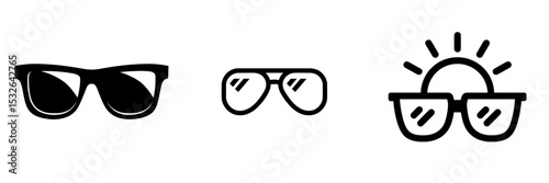 The icon of black sunglasses, modern sunglasses, and sunglasses with a silhouette design, along with the modern eyeglass icon