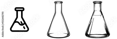 Modern illustration of an Erlenmeyer flask silhouette set against a white background