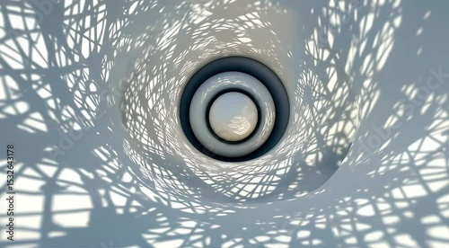 Expanding and contracting geometrical spheres creating intricate shadow patterns as they grow and shrink seamlessly