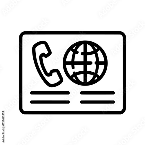 The concept of online contact is illustrated through a modern business card design incorporating symbols of social communication, including email, handsets, cell phones, addresses, locations, globes