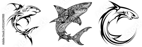 Create a shark silhouette and then make a movement using a pattern brush