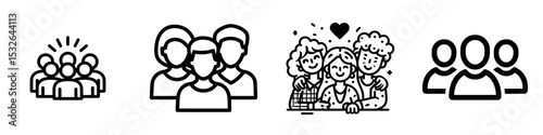 A group of people is represented by the squad icon, which is also known as the team user icon, symbolizing three persons, a group, friends, people, and users