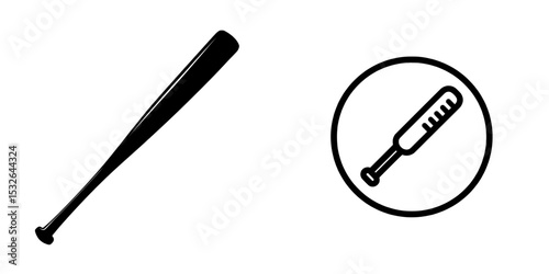 A baseball bat's silhouette is depicted in icon form, with the clipart image set against a white background