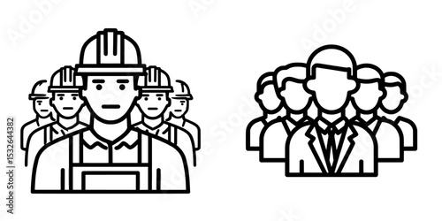 Icon representing a group of people, a team of workers, or a user profile symbol, signifying a group of users or individuals, also known as a persons symbol, in modern format