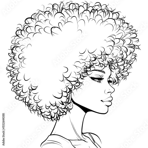 The image showcases a gorgeous black woman wearing her hair in a stylish afro