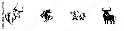 A black bull icon is set against a white background, with the cow depicted in silhouette