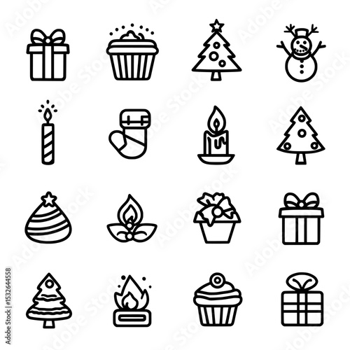 Silhouette icons of Christmas season elements are included in a big set using the EPS 10 format