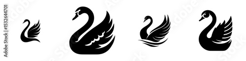 The swan logo is represented as a modern icon, a flat symbol with a black color silhouette set against a white background