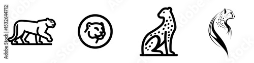 Modern icon illustration of a cheetah logo, along with a tiger leopard logo template