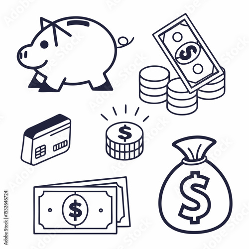 Simple Banking and Finance Clipart Icons for Digital Marketing
