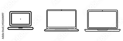 Flat icon of a laptop computer or notebook computer for use on apps and websites