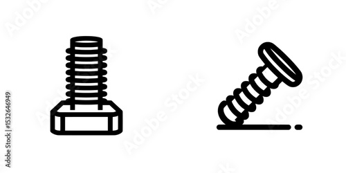 A black bolt and nut pictogram icon is set against a white background