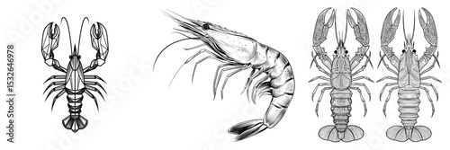 Modern flat icon of a cooked headless shrimp or prawn tail for food-related apps and websites