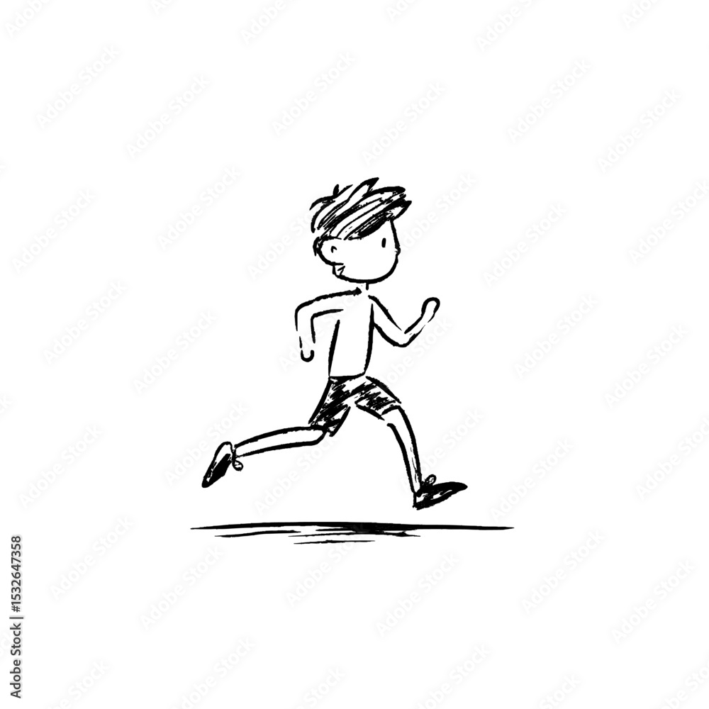 Obraz premium A solitary modern silhouette of a running man is shown, emphasizing the youthful athlete in a solo sprint