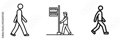 A flat modern icon representing a walking person or walk sign for use on apps and websites