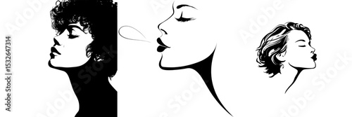 The modern silhouette of a girl's face is visible in profile as she gives a kiss