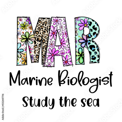 Wallpaper Mural Marine Biologist Study the Sea Graphic Design with Flowers and Leopard Print Torontodigital.ca