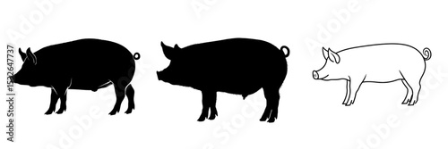 The modern silhouette of a pig, an isolated icon on a white background