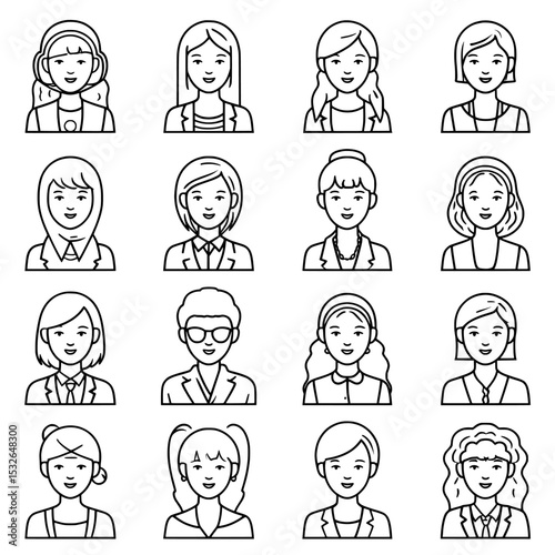 The modern illustration features people icons isolated on a white background, created in a simple flat design with lines