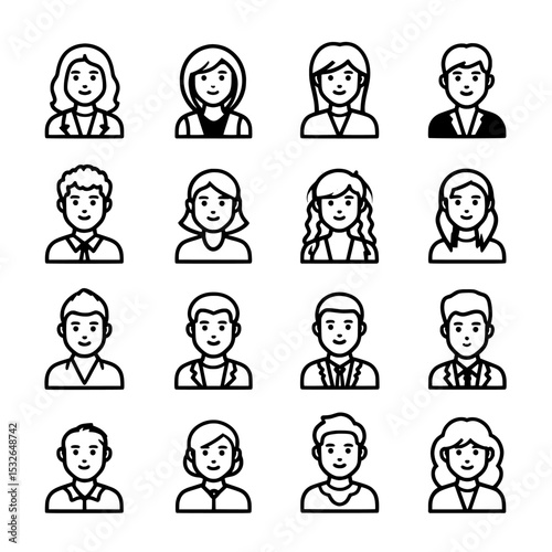 The big set of people icons includes a wide range of modern person icons, crowd symbols, and community signs that represent a group of individuals