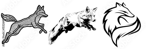 The modern logo design features a jumping fox in silhouette form as it hunts