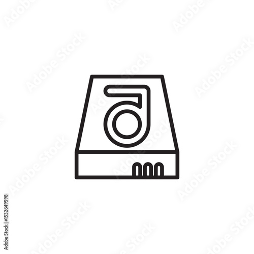 An icon representing data storage or a hard drive, featuring a portable hard drive with a stylized "d" or disk symbol, indicating digital media.