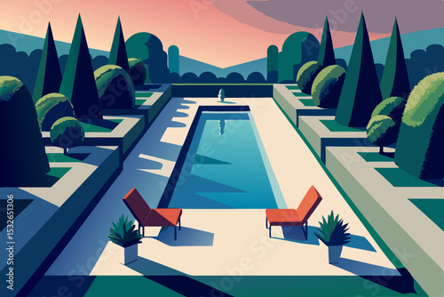 swimming pool at night