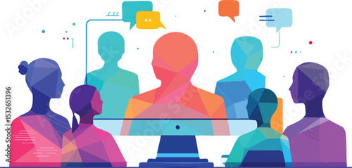 Online video conference illustrating communication and remote collaboration with multiple participants.