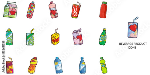 Beverage simple concept 24 hand drawn color icons set .Vector illustration.