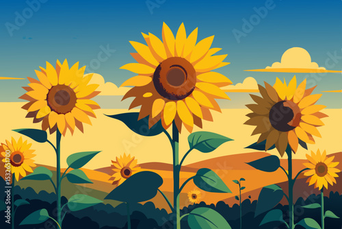 sunflower field in summer