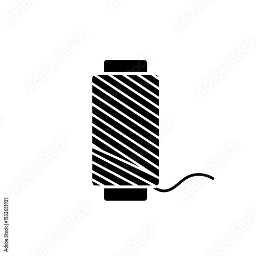 Spool of thread with a thread hanging off the side illustrating sewing icons  