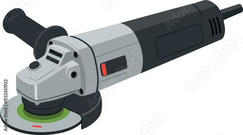 Electric angle grinder power tool for cutting and grinding tasks in workshop vector illustration 