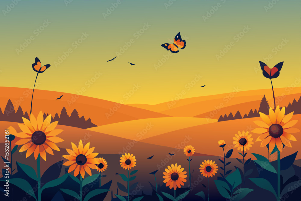 Fototapeta premium sunset in the field