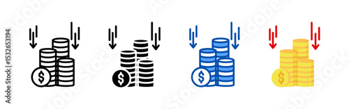 Recession icon set bundle. Multi style icon collection perfect for websites, apps, and presentations. Simple vector icon collection