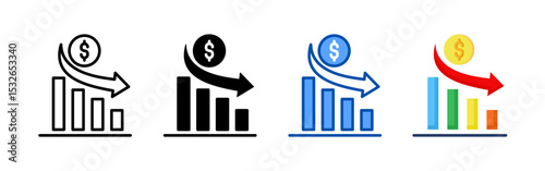Recession icon set bundle. Multi style icon collection perfect for websites, apps, and presentations. Simple vector icon collection
