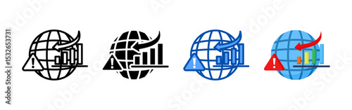 Global crisis icon set bundle. Multi style icon collection perfect for websites, apps, and presentations. Simple vector icon collection