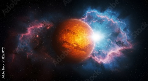 Wallpaper Mural Dramatic Exoplanet with Fiery Core Amidst Colorful Nebula Formation Torontodigital.ca