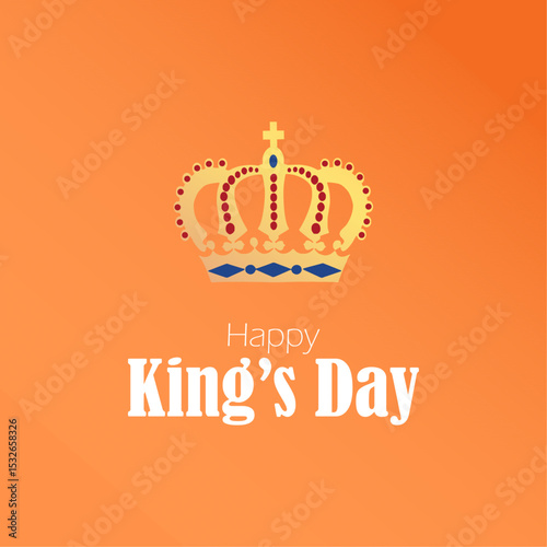 Happy King's Day vector illustration. Fijne Koningsdag, Netherlands National day.